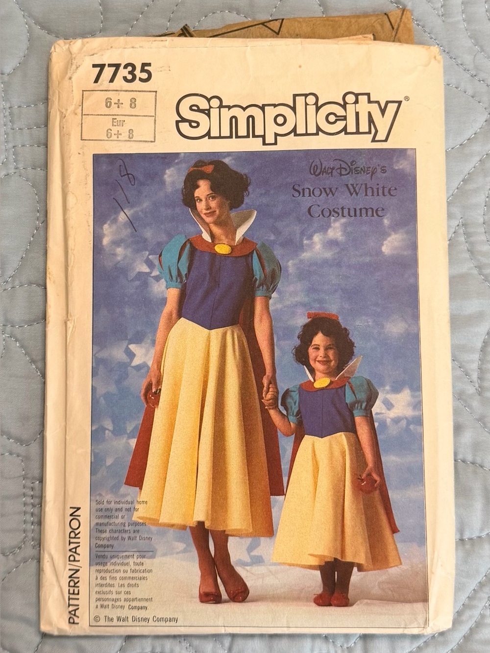 Simplicity Disney Snow White Kids Costume Pattern